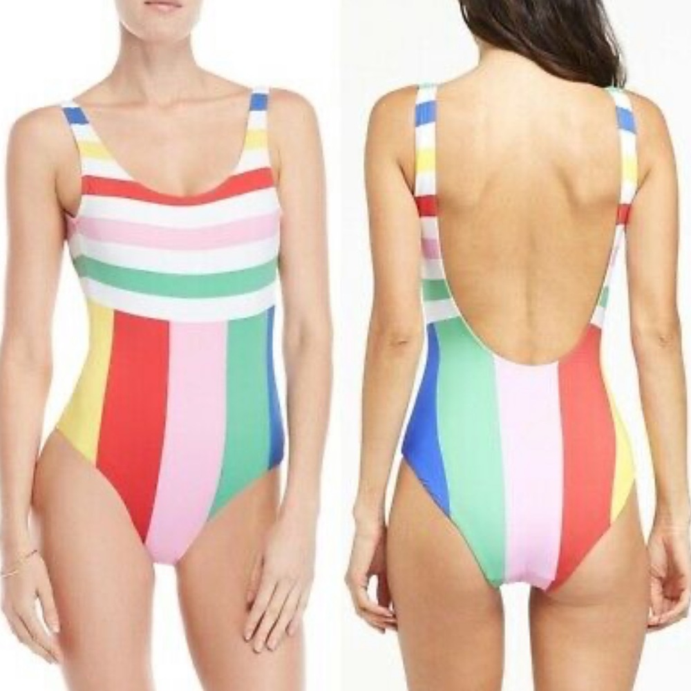 New Onia Kelly One-Piece Rainbow Stripe Swimsuit